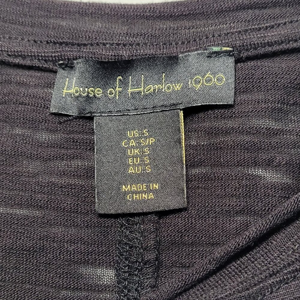 House of Harlow 1960 Ruched Long Sleeve Top Burnout Black Small Poetcore - Picture 9 of 11